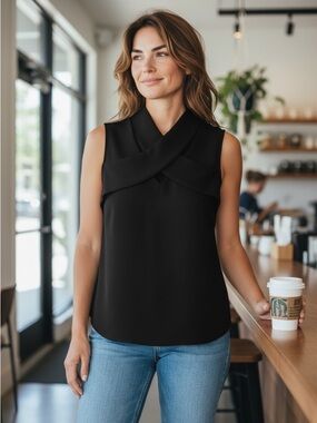 Dex Black Sleeveless Blouse